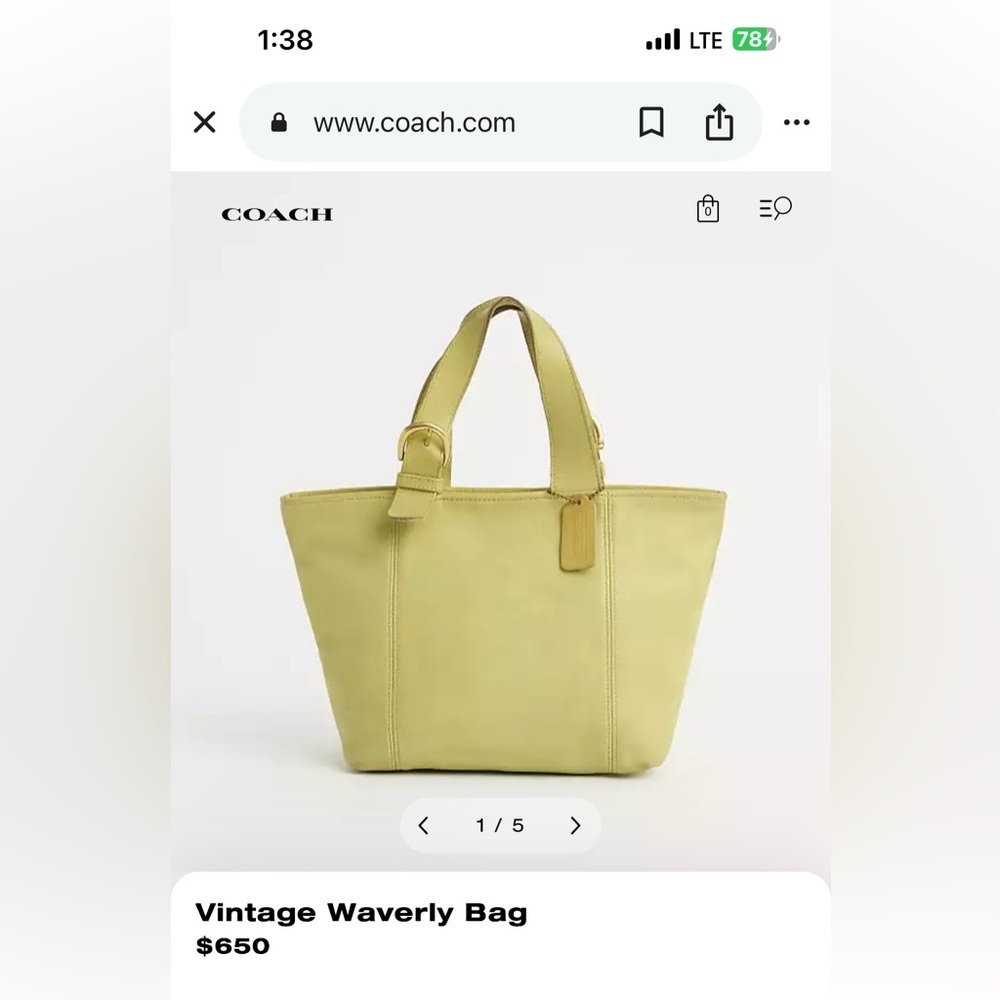 1994 True Vintage Coach Waverly Yellow Tote Bag​ - Picture 15 of 15